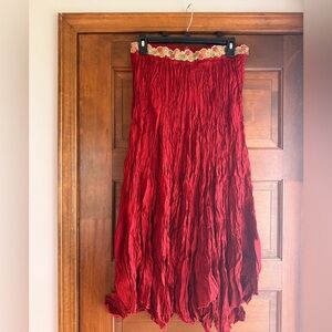 Chaudry Red Embellished Maxi Skirt 🌹
